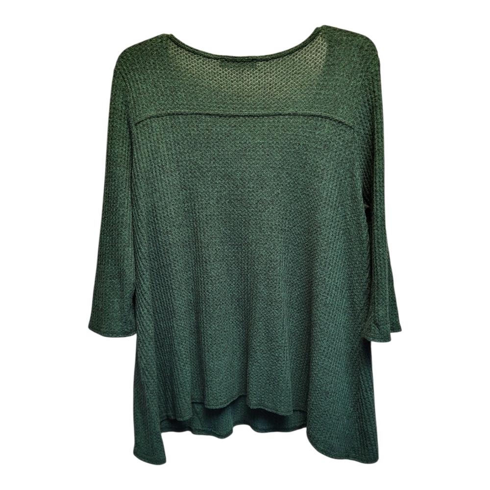 Jessy B Soft Forest Green V-Neck Sweater with 3/4 Sleeves - Size XL - Picture 2 of 3